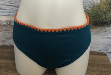 NWT Cupshe One Piece Swimsuit Bottom Size Medium Teal Textured Orange Crochet