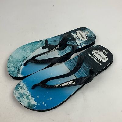 Havaianas flip flop sandals Black Blue Size 11/12 Surfer  display picture 1