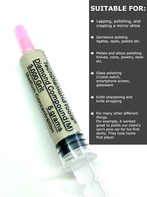 Diamond Paste Compound Polishing Lapidary 3,000 (M) Grit 5 Gram (MADE IN USA)