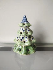 Polish Pottery Christmas tree candle cover luminary Poland