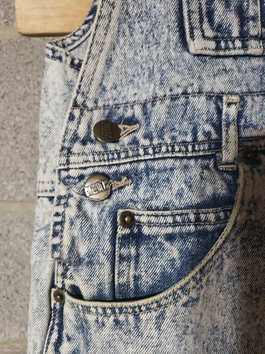 Amazing 80s Vintage Acid Wash Denim BiB Overalls Dress Jeans Small By SQUEEZE - Picture 4 of 6