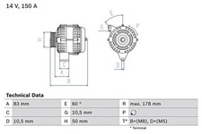 Alternator BOSCH Fits MERCEDES Clk Convertible E-Class Sprinter 95-10 0101541002