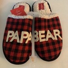 NEW, Wondershop Men's Papa Bear Slide Slippers Red  Black Plaid- Size S 7-8 