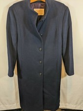 PENDLETON Women’s 100% Wool navy blue Full Length Coat Sz 14 USA MADE vintage