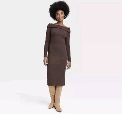 Universal Thread Long Sleeve Midi Ribbed Bodycon Dress size M medium - Brown NEW | eBay Universal Thread Long Sleeve Midi Ribbed Bodycon Dress size M medium - Brown NEW | eBay