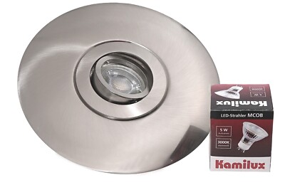 5er Komplettset LED Einbaustrahler 3W GU10 Ausgleichsblende ~ Lochverkleinerung