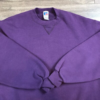 90's RUSSELL ATHLETIC スウェット タートルネック 紫 XL Russell Athletic Adult Unisex 90s Vintage Solid Purple