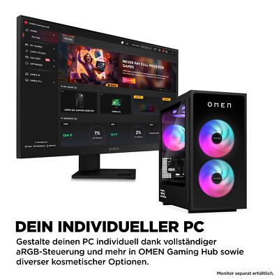 HP OMEN GT16-0674ng Gaming-PC, AMD Ryzen 7, 32GB RAM, NVIDIA RTX 5070, 1TB
