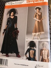 SIMPLICITY 1772/ 0863-LADIES STEAMPUNK-VICTORIAN BRIDE DRESS PATTERN 4-20 FF
