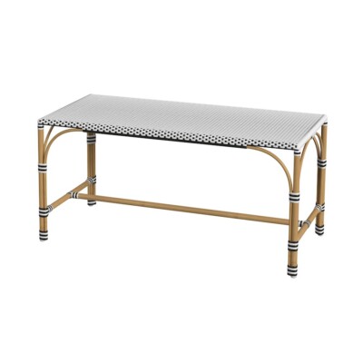 Butler Tobias Outdoor Rattan Rectangular Dining Bench, Black/White ...