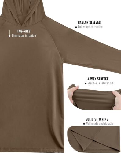 Men's UPF 50+ Sun Protection Hoodie – Long Sleeve Rash Guard for Fishing Running - Picture 45 of 151