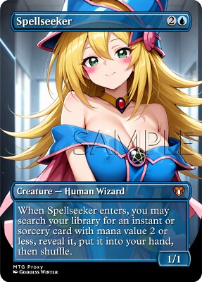 MTG - Dark Magician Girl - Spellseeker - Fanart Borderless Style EDH / Playtest