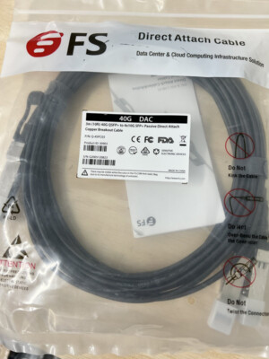 FS 40G DAC 3M 40G QSFP+ 4X10GB SFP+ PASSIVE DIRECT ATTACH COPPER CABLE Q-4SPC03