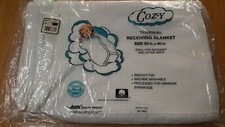 NEW VINTAGE COZY MORGAN White Thermal Cotton Knit Receiving Blanket 30 x 40 inch