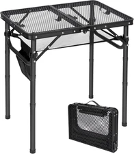 Small Folding Grill Table for Outside, 3 Heights Adjustable Lightweight Portable