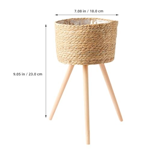 Wood Woven Plant Pot with Standing Legs Rustic Basket Planter Holder for Home - Bild 2 von 6