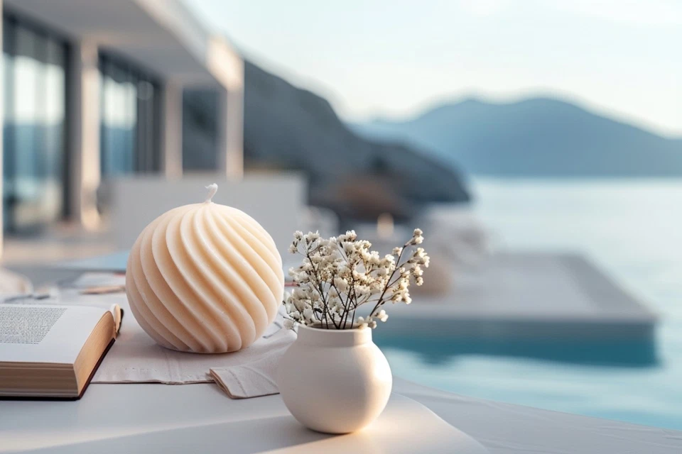 Handmade Soy Ball Candle 4.5" – French Vanilla & Sandalwood Scent - Image 3 of 4