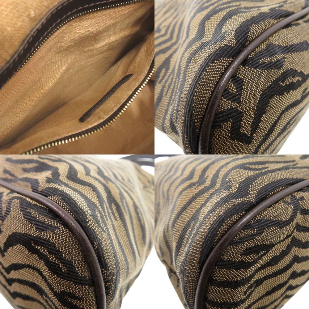 FENDI Zucca Handbag Tiger Print Tiger Canvas Leather Brown Women From Japan thumbnail 17