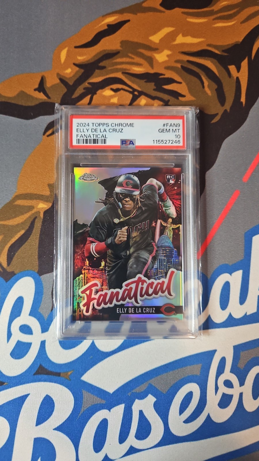 2024 Topps Chrome Elly De La Cruz Rookie Fanatical SSP #d 50/50 PSA 10