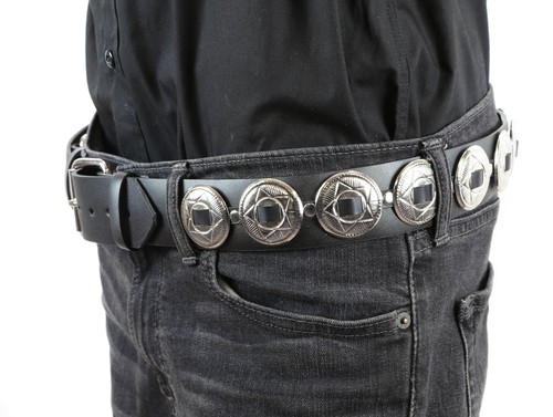 Stahl Rund Concho Medaillon Leder Gürtel Punk Goth Rockabilly Biker Metal Rock - Bild 1 von 3