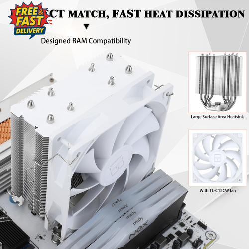 Assassin X 120 SE White CPU Cooler, 4×6Mm Heat Pipes, 120Mm PWM Quiet Fan CPU Ai - Picture 3 of 12