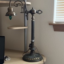 Antique Bronze Metal Table Lamp, Pull Chain C...