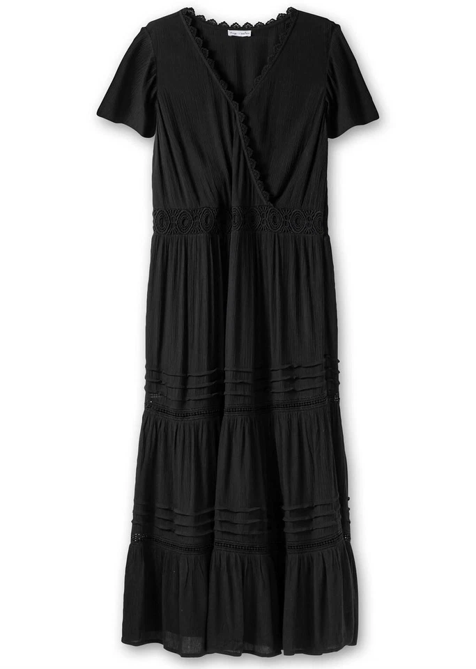 sheego by Joe Browns Damen Maxikleid V-Ausschnitt Kurzarm schwarz Gr. 50 NEU - Bild 2 von 2