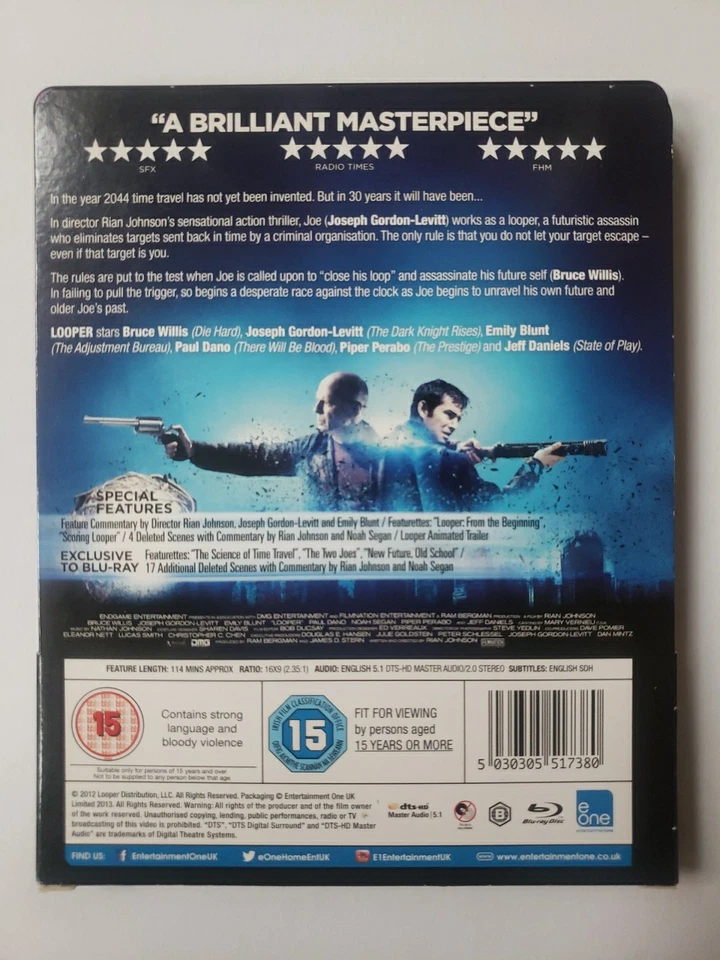 Looper - Exclusive Steelbook Edition (Blu-ray, 2012)  In Excellent Condition  - Image 3 of 4