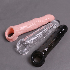 Male Penis Sheath Stay Harder Sleeve Condoms Reusable Extender Enlarger Enhancer