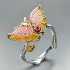AAA watermelon gem Natural Tourmaline Ring 925 Sterling Silver Size 6 /R467250
