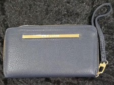 Steve Madden Deep Navy Blue Wristlet Wallet with Wrist Strap, Zipper, ID Window