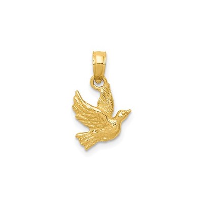 14k Gelbgold Taube Anhänger Fliegender Vogel Christ Charm Religiöser Schmuck Damen