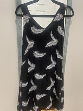 Loft Women's Sleeveless Dress Black with White Leaf Detail Size LP Fits Like M