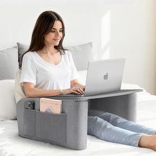 Almohada de lectura ergonómica y escritorio de madera para juegos y trabajo - gris grande