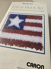 Vintage WonderArt Caron Latch Hook Kit Patriot American Flag 4700 12x12 NEW...
