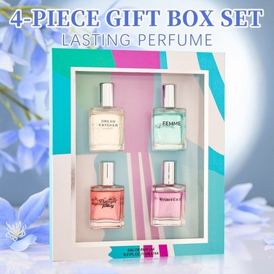 4-Piece Women's Perfume Gift Set, Long-Lasting Eau de Parfum Spray with 4 Unique