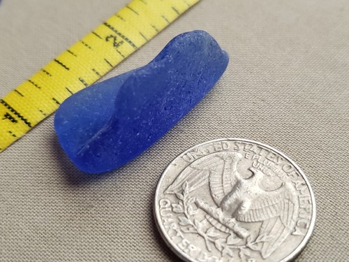 GENUINE BEACH SEA GLASS SURF TUMBLED CORNFLOWER LT BLUE BOTTOM PART PENDANT V1 - Picture 7 of 8