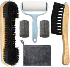 6 Piece Pool Table and Rail Brush Set, Billiard Felt Cleaner Kit with 2 Wooden B