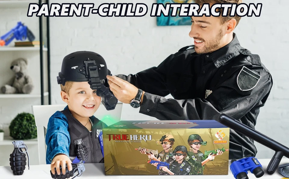 Disfraz de oficial de policía SWAT para niño - Chaleco y casco, regalo de Halloween/Navidad Foto 2 de 4