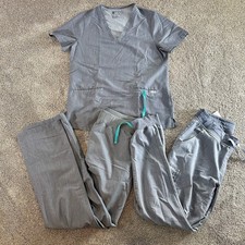 Figs Gray Set Of 3 Lot Scrubs Scrub Top M Pants Sz M/Tall Women s Or Unisex