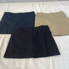 LANDS END Size 7 Khaki Navy Black School Uniform Side Zip Skort Girls H