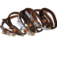 Nuevo Collares de Cuero para Perros Marrón Negro Azul Lote Mixto Ajustable 16" Largo Juego de 6