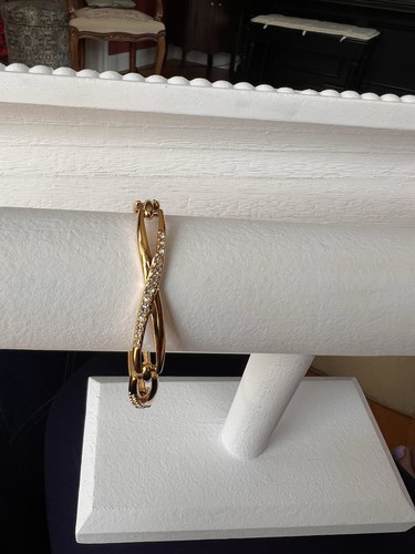 NWOT ~ Swan Signed SWAROVSKI ~ Yellow Gold Tone~ 7.25” Bracelet - Bild 2 von 5