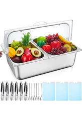 Tessco for you 1 Set Countertop Chiled Ice Food Serving Display Container Sta...