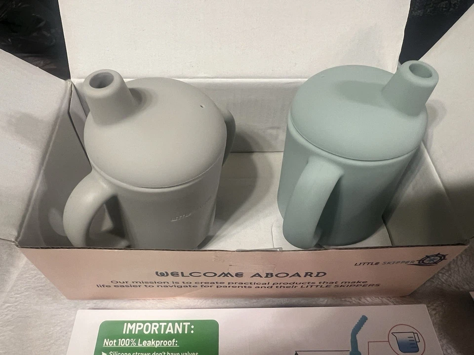 Taza de bebé de silicona con pajita para dentición y tapón de paja incorporado 2 juegos completos Foto 3 de 4