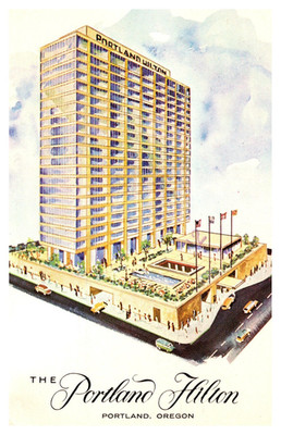 Portland OR Oregon The Portland Hilton Artist Rendering Chrome Postcard