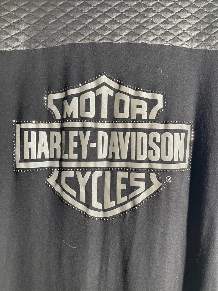 Suéter cárdigan acolchado delantero abierto negro Harley Davidson para mujer talla XL/2XL Foto 3 de 4