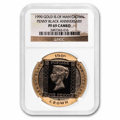 1990 Isle of Man 1 Crown Gold Penny Black PF-69 Cameo NGC | eBay