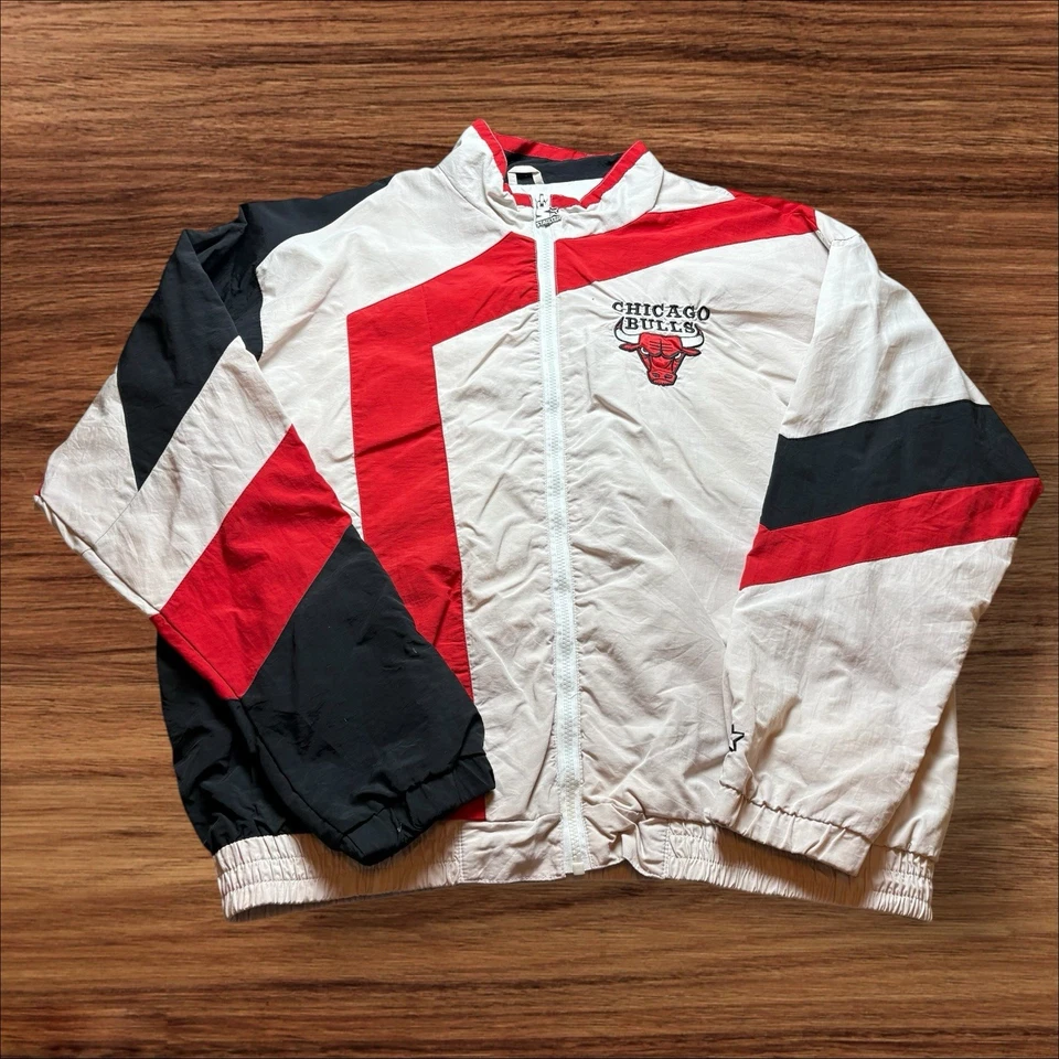 Chaqueta cortavientos vintage Chicago Bulls NBA Starter color block para hombre XL Foto 3 de 4