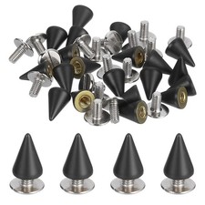 24 Sets Spikes and Studs Kit 10mm Cone Spikes Punk Rock Rivets Black